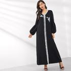 Shein Flower Applique Sequin Panel Maxi Dress