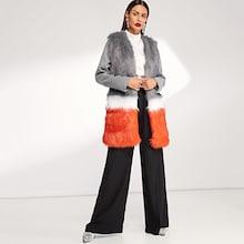 Shein Cut And Sew Faux Fur Panel Coat