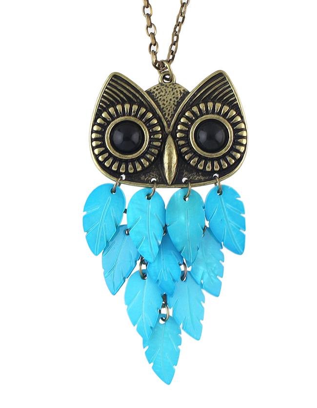 Shein Vintage Style Resin Long Owl Pendant Necklace For Women