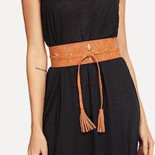 Shein Embroidery & Tassel Suede Belt