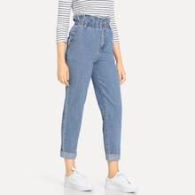 Shein Rolled Hem Frill High Waist Jeans