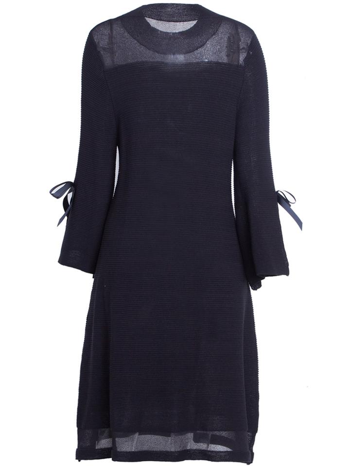Shein Bowknot Sleeve Knit Sheer Dress