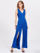 Shein Snap Buttoned Detail Palazzo Jumpsuit