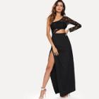 Shein One Shoulder Cut Out Split Side Lace Dress