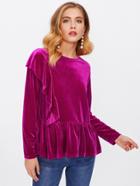 Shein Flounce Trim Velvet Smock Top