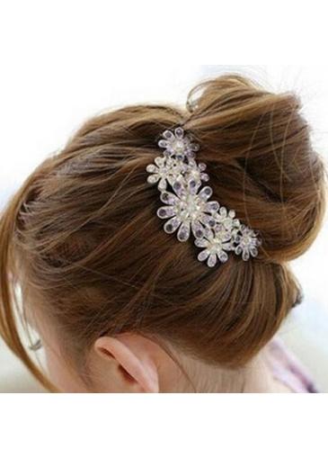 Rosewe Flower Shape Rhinestone Embellished Hair Comb