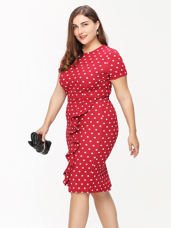 Shein Polka Dot Frill Trim Dress