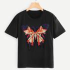 Shein Butterfly Embroidered Applique Tee