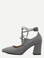 Shein Grey Faux Suede Lace Up Pointed Toe Shoes