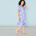 Shein Plus Mixed Print Ruffle Hem Night Dress