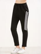 Shein Black Elastic Waist 3 Stripe Pants