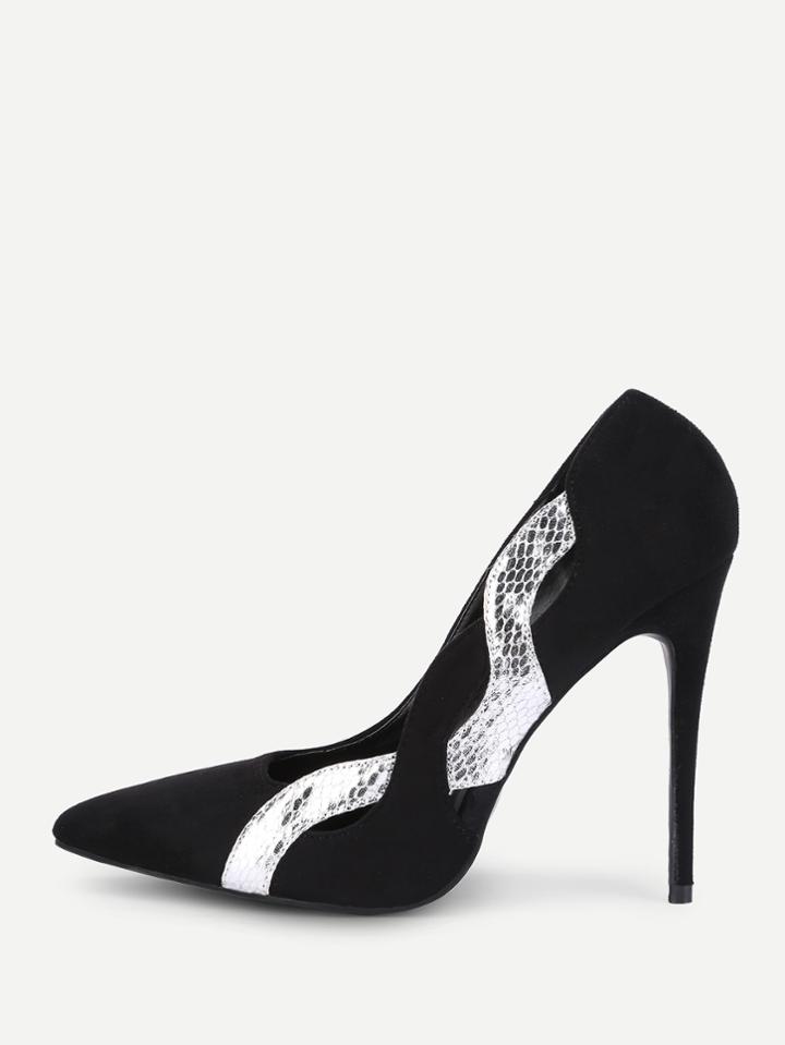 Shein Metallic Snakeskin Detail Stiletto Heels