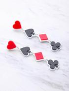 Shein Color Block Poker Symbol Design Drop Earrings