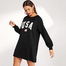 Shein Letter And Flag Print Dress