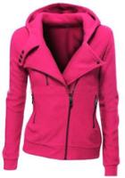 Shein Hot Pink Zipper Front Hooded Sweatshirt