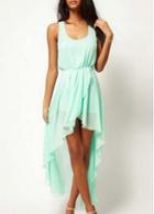 Rosewe Beach Essential Light Green Chiffon High Low Dress