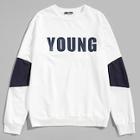 Shein Men Fleece Sleeve Lettering Sweatshirt