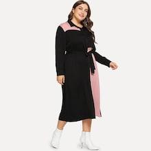 Shein Plus Colorblock Self Tie Dress
