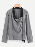 Shein Contrast Draped Collar Marled Coat
