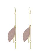 Shein Pink Color Feather Spike Pendant Long Earrings