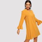 Shein Bell Sleeve Gathered Front Trapeze Dress