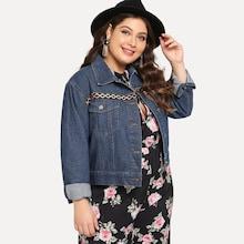 Shein Plus Embroidery Jacquard Denim Jacket