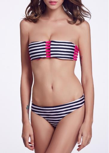 Rosewe Two Piece Blue And White Striped Bikini