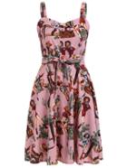 Shein Vintage Print Wide Strap Dress - Pink