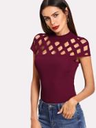 Shein Cutout Neckline Zip Back Tee