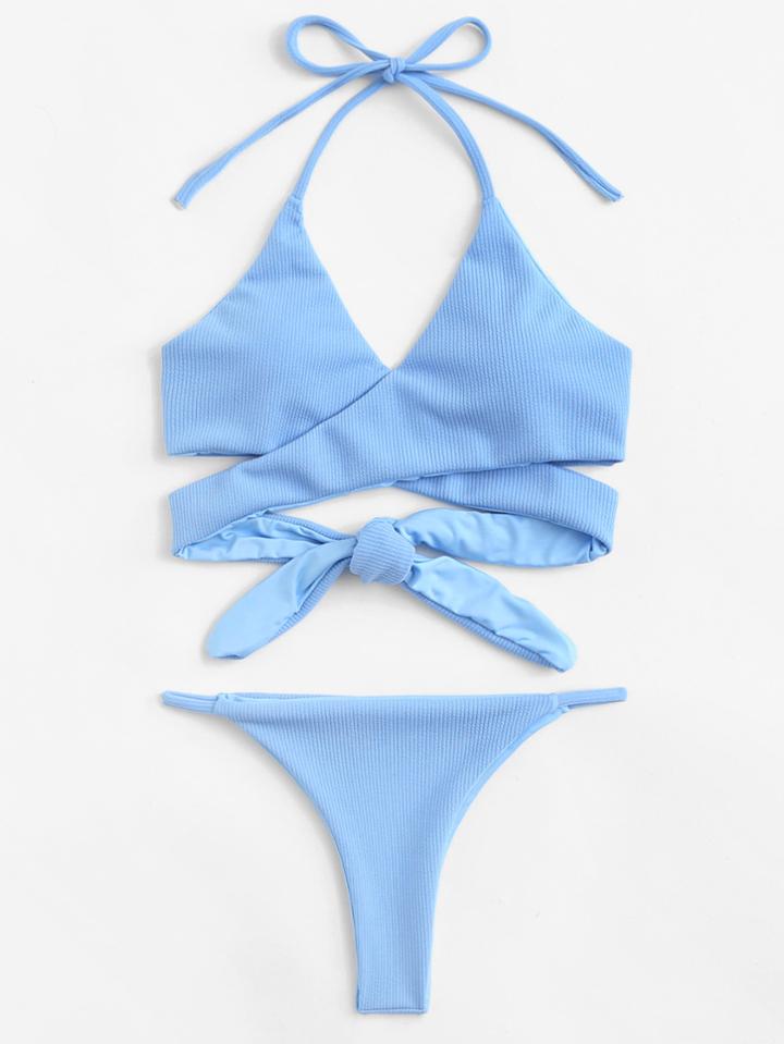 Shein Wrap Knot Halter Bikini Set
