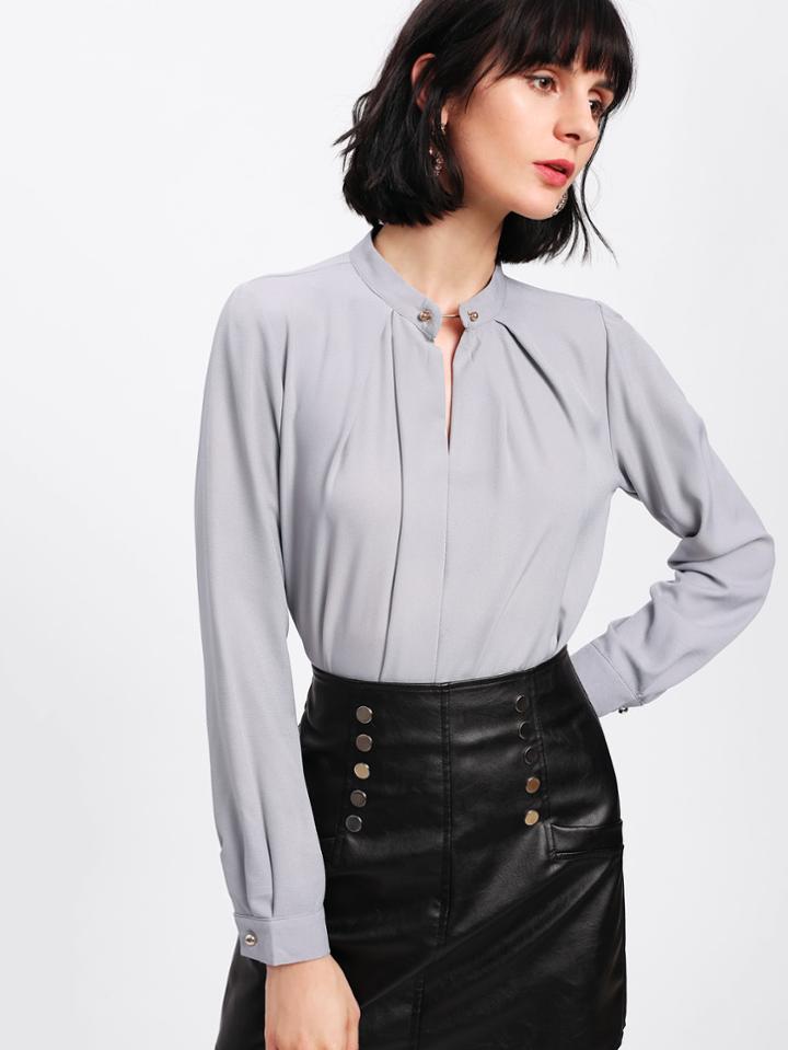 Shein Metal Button Front Blouse