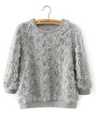 Shein Stereo Flowers Long Sleeve Sweatshirt