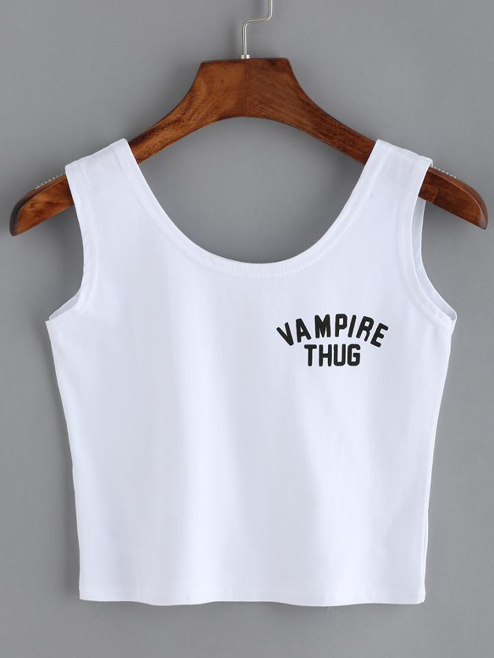 Shein Letters Print Crop Tank Top