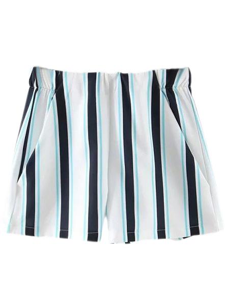 Shein Multicolor Zipper Back Pockets Vertical Stripe Shorts