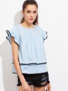 Shein Contrast Binding Ruffle Cap Sleeve Two Layer Top