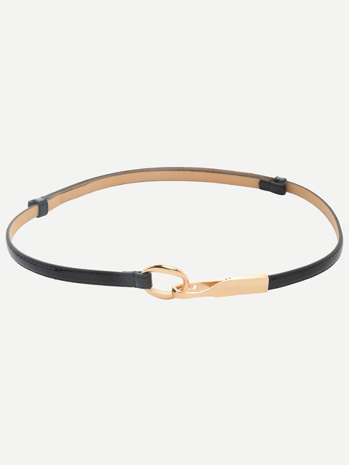 Shein Black Metal Interlock Thin Belt