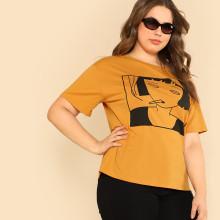 Shein Plus Girl Print Tee