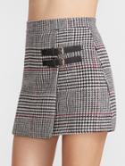 Shein Houndstooth Plaid Buckle Trim Skirt