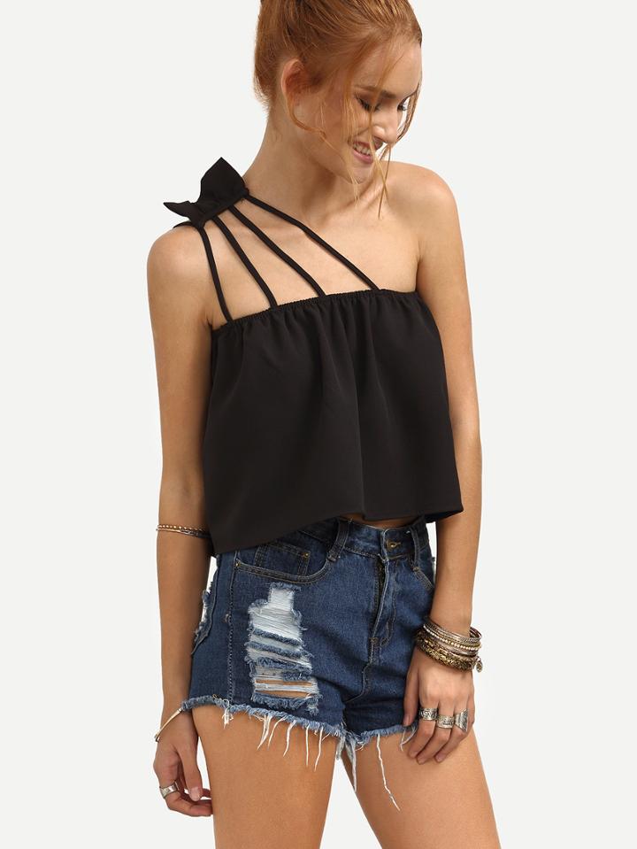 Shein Flare Black One Shoulder Top