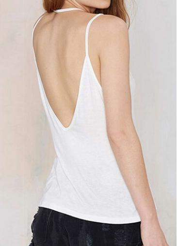 Rosewe White V Neck V Back Camisole Top
