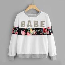 Shein Letter And Floral Print Sweatshirt