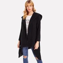 Shein Asymmetrical Hem Hooded Coat