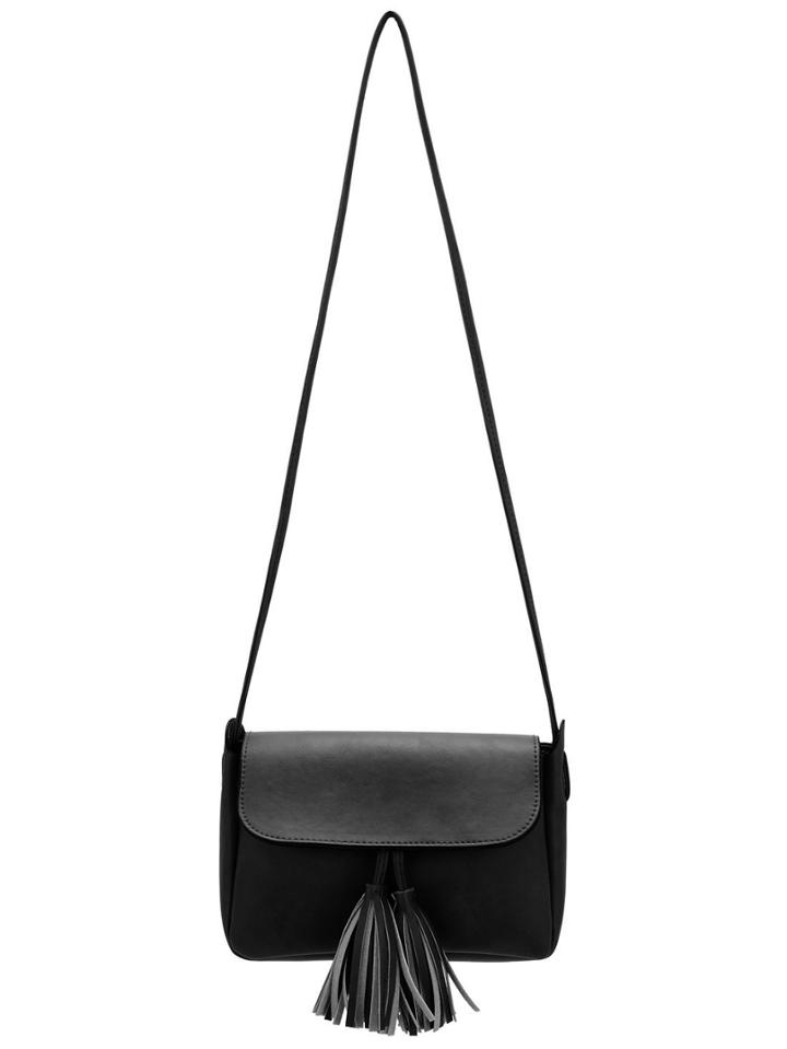 Shein Black Magnetic Fringe Pu Bag