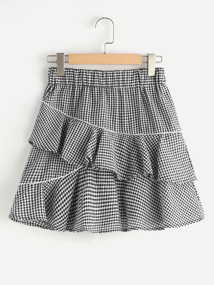 Shein Gingham Tiered Frill Skirt
