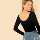 Shein Open Back Solid Tee