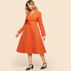 Shein Self Belted Shawl Neck Dress