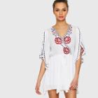 Shein Exaggerated Tulip Sleeve Floral Embroidery Dress