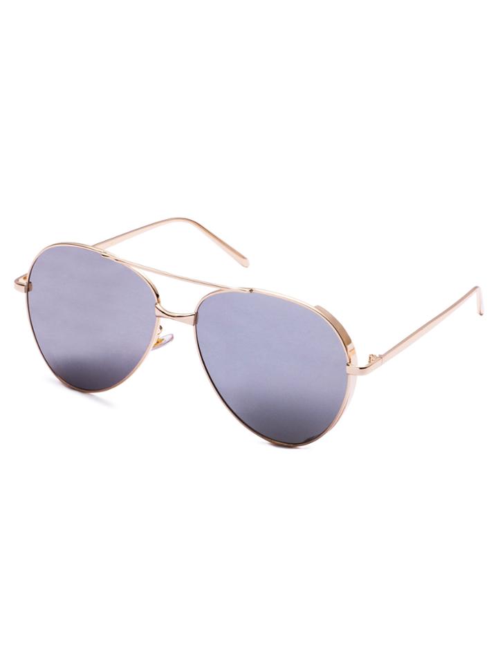 Shein Silver Mirror Lens Double Bridge Sunglasses