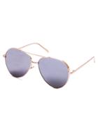 Shein Silver Mirror Lens Double Bridge Sunglasses