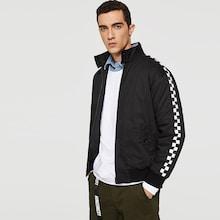 Shein Men Zip Up Gingham Trim Jacket